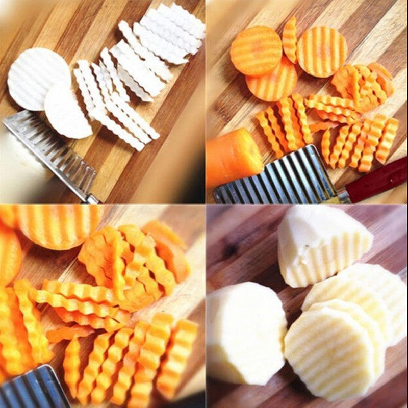 Potato Crinkle Cutter Stainless Steel Wavy Blade Chip Cutter