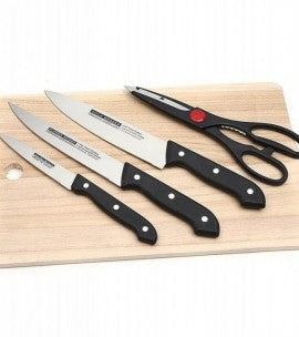 Steel Blade Knife Set With Cutting Board- 6pcs